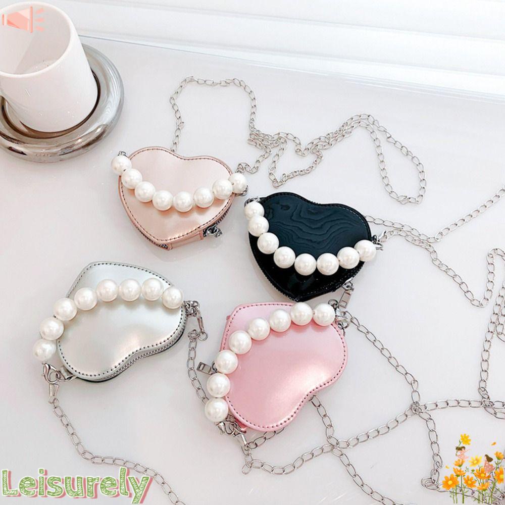 LEILY Túi Xách Dây Xích Đeo Vai Hình Trái Tim Thiết Kế Đơn Giản Cho Phái Nữ