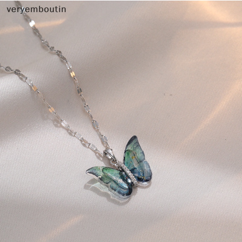 Vòng cổ Mặt Hình Bướm Đính Đá Zircon Lấp Lánh Thời Trang Cho Nữ