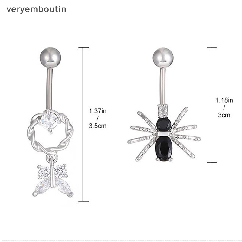 Khuyên Rốn Thép Không Rỉ Hình Nhện Và Bướm Đính Đá Zircon Sáng Bóng Thời Trang Đẹp Mắt n