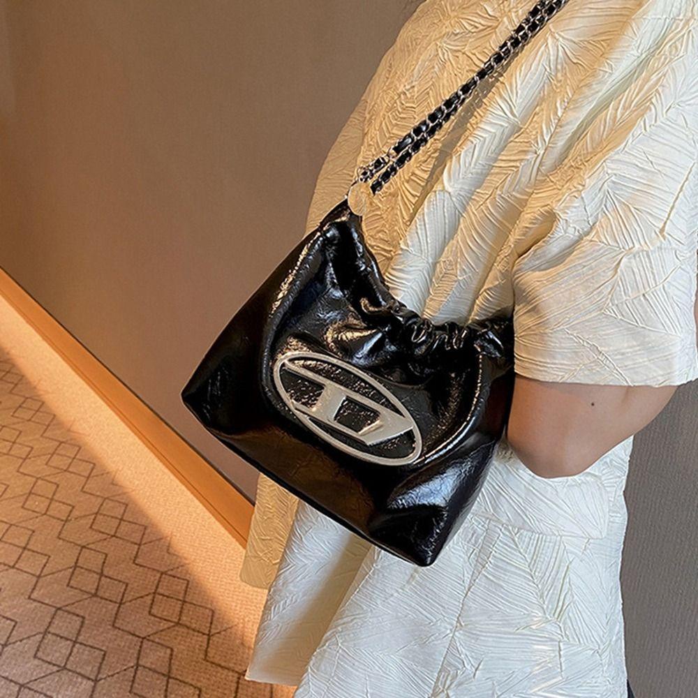 FALLFORBEAUTY Túi Da Dây Rút Đeo Vai Y2K Dingdang In Chữ D Dingdang Thời Trang Cho Nữ