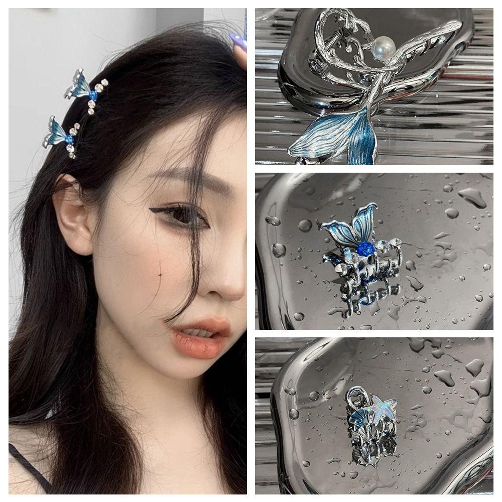 ANEMONE Kẹp Tóc Hình Ngôi Sao / Hình Học Nhỏ Màu Bạc Thích Hợp Làm Quà Tặng