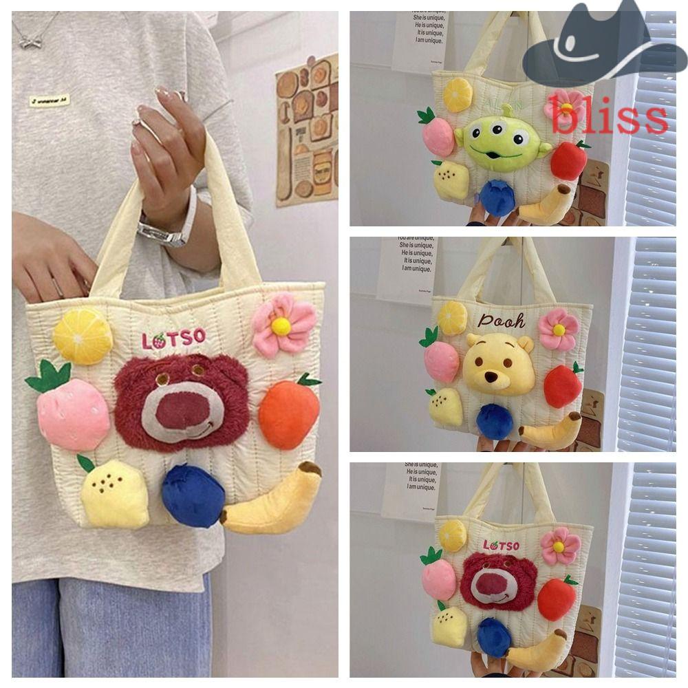 BLISS Túi Đeo Chéo Hình Gấu / Dâu Tây Cỡ Lớn Bằng Lông Thời Trang Xinh Xắn Cho Nữ