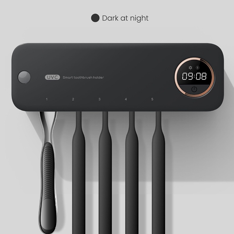 Giá Đỡ Bàn Chải Đánh Răng Gắn Tường Khử Trùng Bằng Tia UV Có Đèn LED Hiển