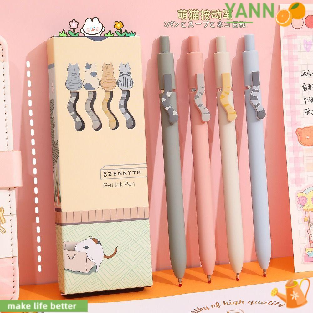 YANN1 Set 4 Bút Mực Đen Kiểu Dáng Hoạt Hình Dễ Thương