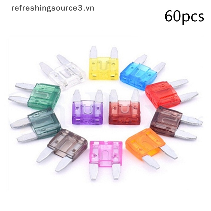 Set 60 Cầu Chì Lưỡi Mini 5A 10A 15A 20A 25 / 30A Cho Xe Hơi Xe Tải