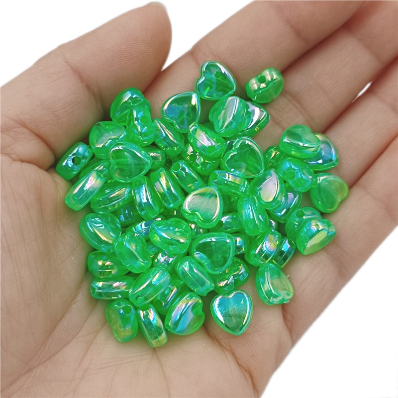 Set 50 Hạt Charm Hình Trái Tim Nhiều Màu Sắc Kính
