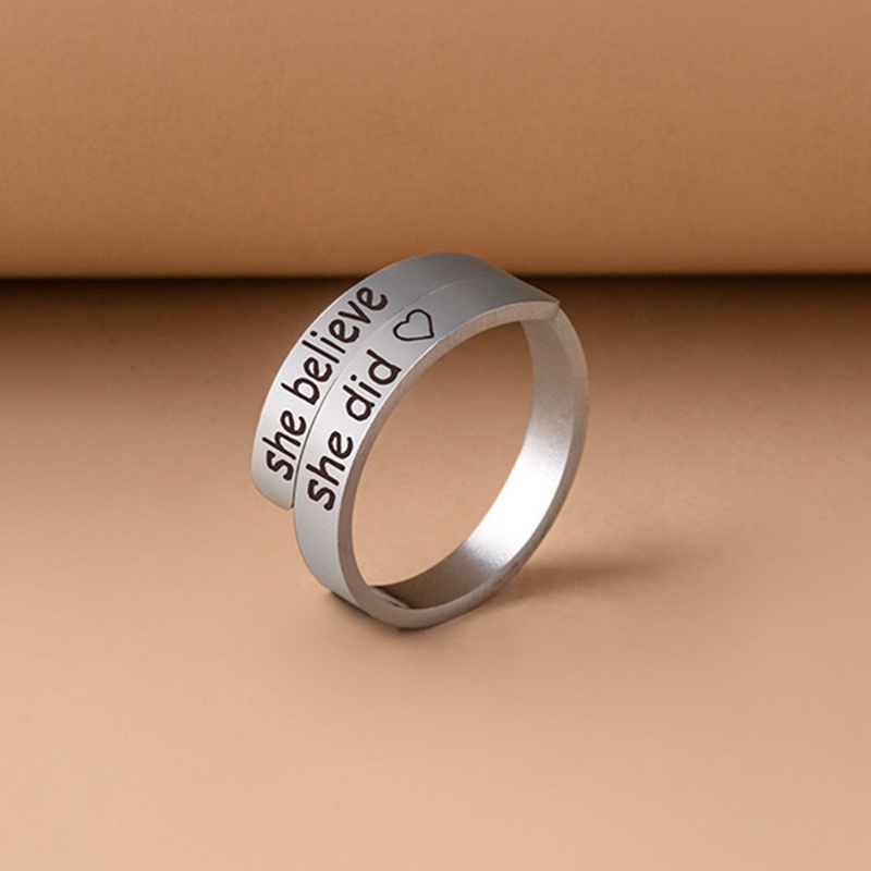Ygt Nhẫn Thép Không Gỉ Khắc Chữ Believe Phong Cách Punk Cho Nam Và Nữ
