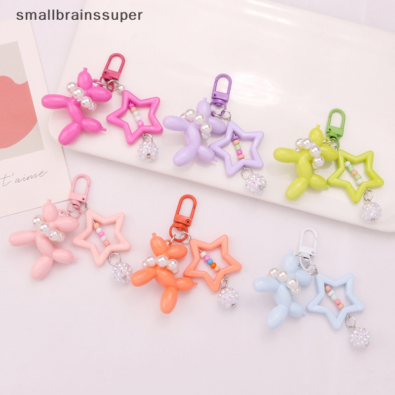 Móc Khóa Hình Chú Chó Và Bong Bóng Bằng Acrylic Nhiều Màu Sắc Sáng Tạo Thời Trang