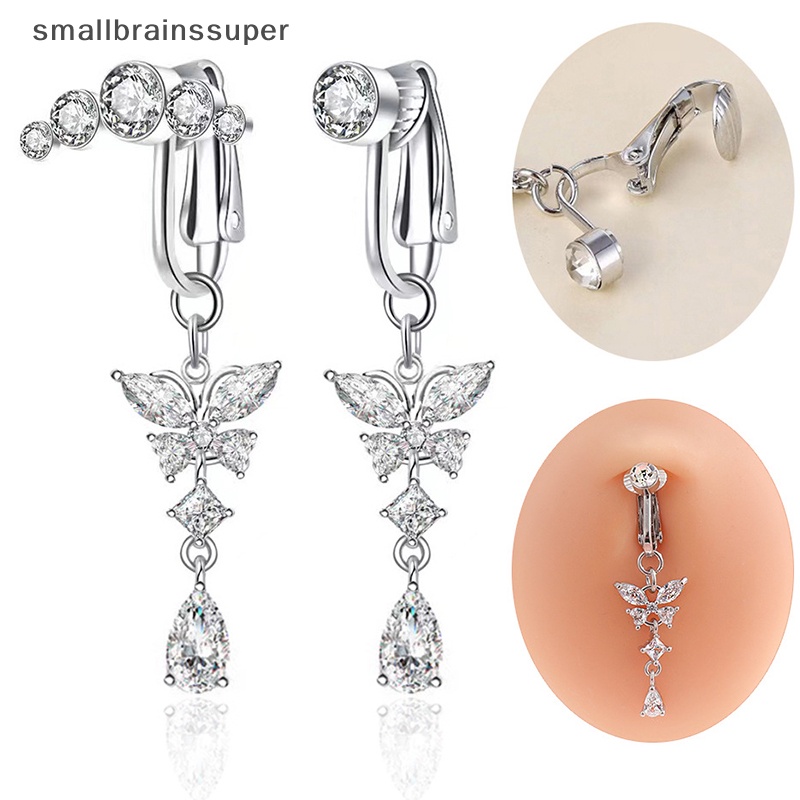 Smallbrainssuper Khuyên Rốn Giả Kẹp Rốn Hình Bướm Đính Đá Zircon SBS
