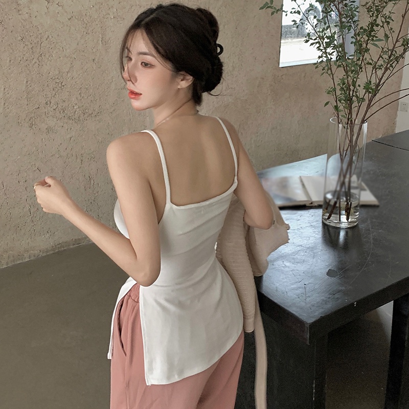 Áo Croptop Hai Dây Hở Lưng Màu Sắc Trơn Thời Trang Mùa Hè Cho Nữ