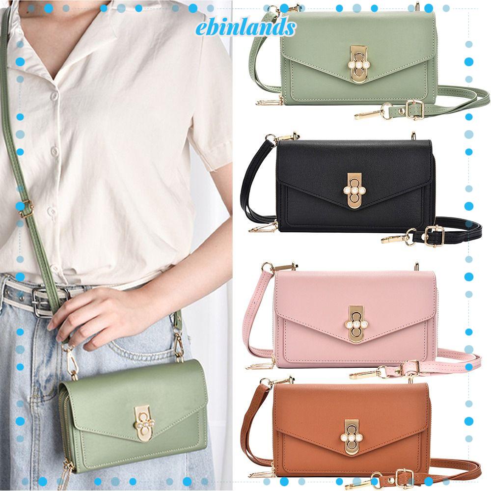 EBINLANDS Túi Da Đeo Chéo Mini Hai Lớp Có Khóa Kéo Thời Trang Dành Cho Nữ