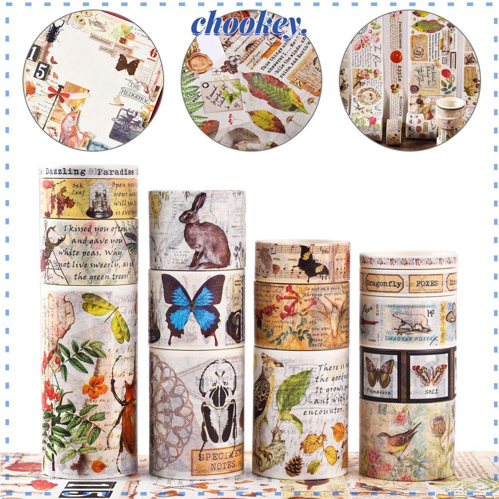 CHOOKEY Set 18 Cuộn Băng Keo Washi In Họa Tiết Xinh Xắn Chất Lượng Cao