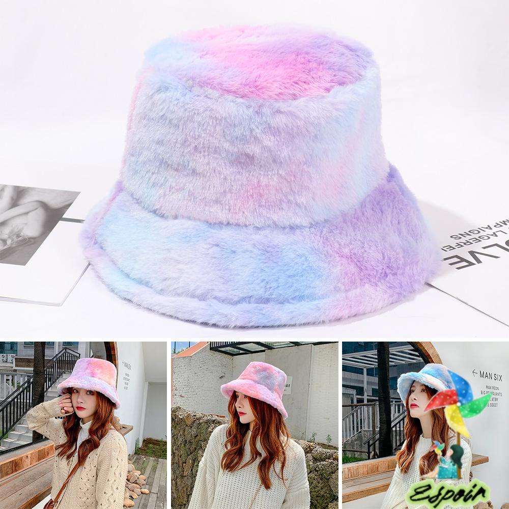 ESPO Mũ Bucket Màu Loang Thời Trang Mùa Đông Ấm Áp Cho Nữ