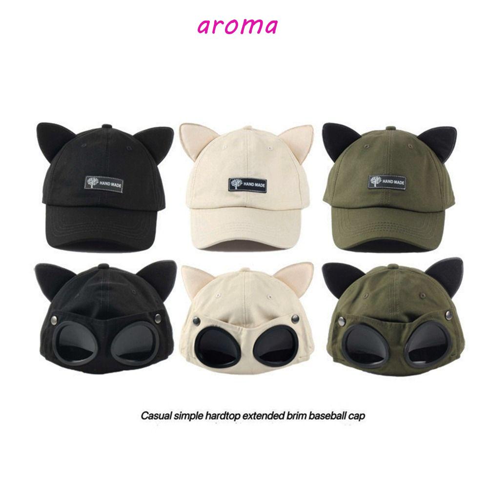 AROMA Mũ Phi Công Che Nắng Hình Tai Mèo Đeo Kính Râm Kiểu Hàn Quốc Cá Tính Thích Hợp Làm Quà Tặng Cho Cặp Đôi