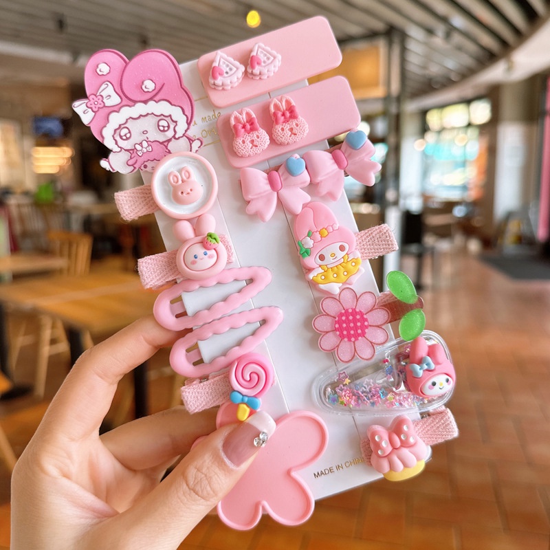 Set Kẹp Tóc Hình Chú Gấu / Ngôi Sao / Quả Dâu Tây Bằng Acrylic Dễ Thương Thời Trang Cho Bé Gái