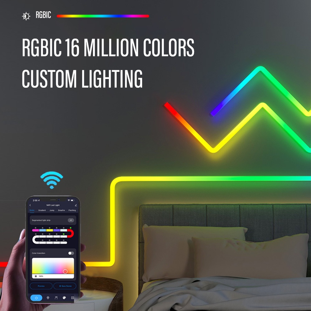 Đèn LED RGBIC Thông Minh Kết Nối Bluetooth / Wifi Điều Khiển Bằng Giọng Nói Trang Trí Phòng Ngủ / Quán Bar DIY