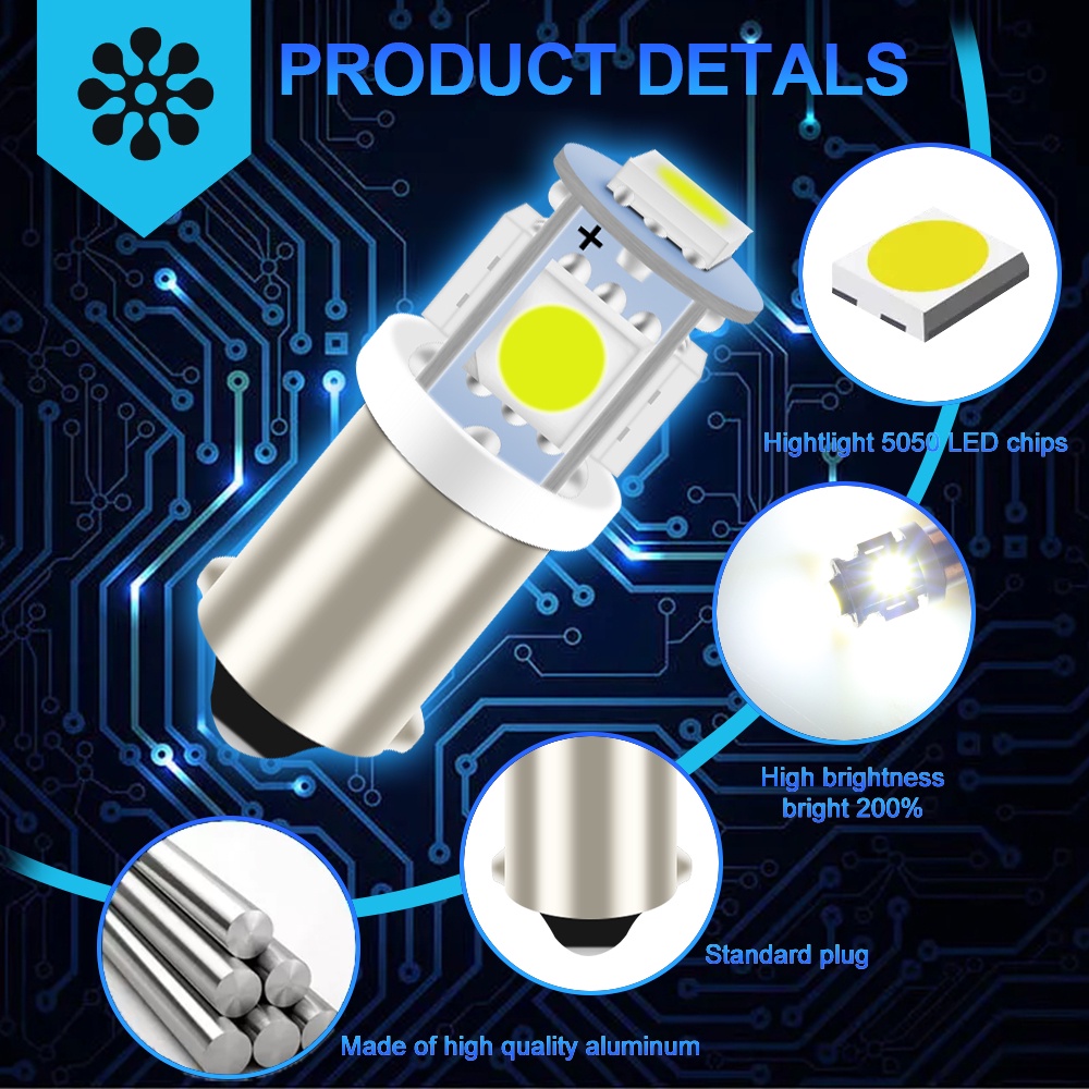 Set 10 Bóng Đèn LED BA9S T11 T4W W6W 12V 24V 5SMD Đa Dụng Dành Cho Ô Tô / Xe Tải