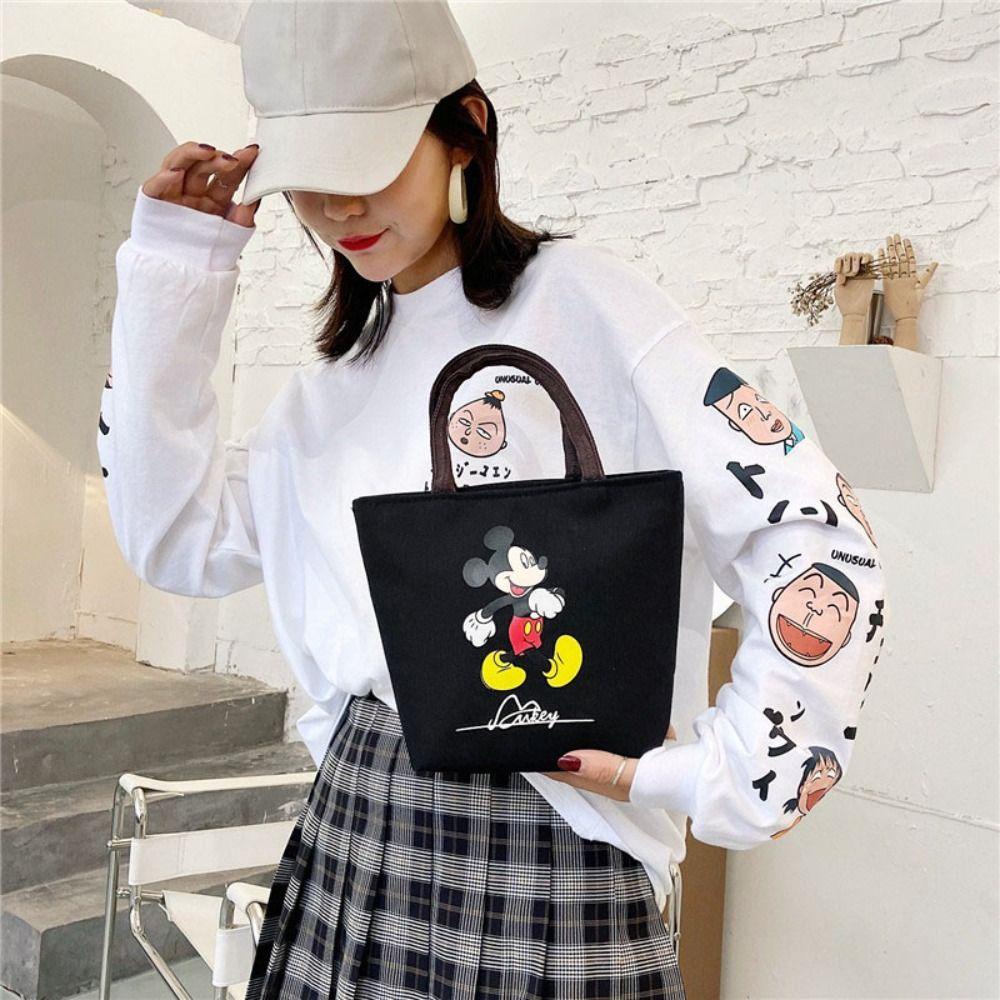 LOMBARD Túi Đeo Chéo Canvas Đa Năng In Hình Chuột Mickey Thời Trang