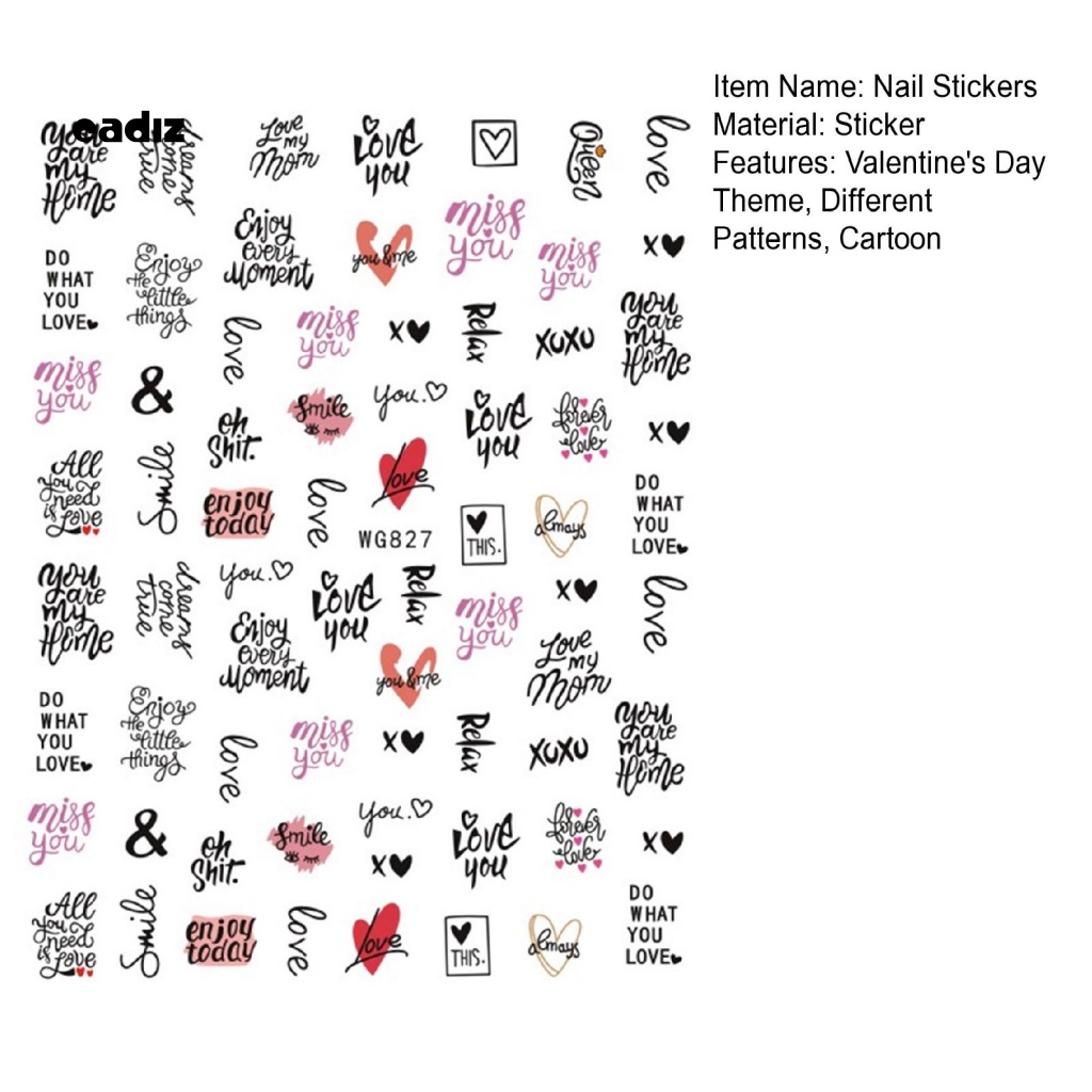 Miếng Dán Trang Trí Móng Tay Tự Dính Không Để Lại Dấu Vết Chủ Đề Ngày Lễ Tình Nhân