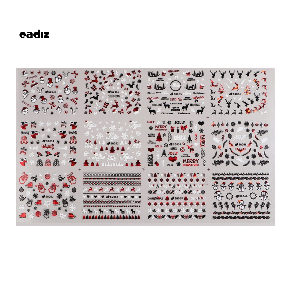 Miếng Dán Trang Trí Móng Tay Nghệ Thuật Hiệu Ứng Màu Sắc Tươi Sáng Lâu Trôi Dễ Tháo Gỡ Bằng PVC Họa Tiết Giáng Sinh
