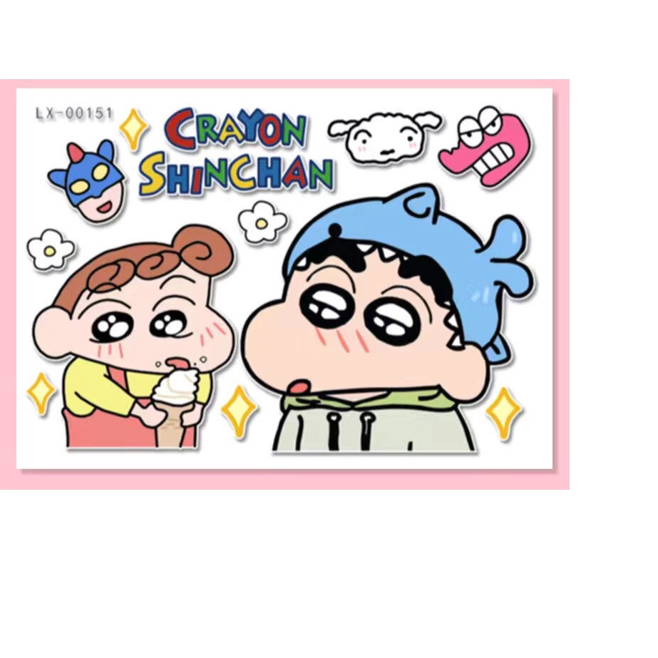 Miếng Dán Trang Trí Mũ Bảo Hiểm Laptop Họa Tiết Hoạt Hình Cậu Bé Bút Chì Shin-Chan Chống Thấm Nước