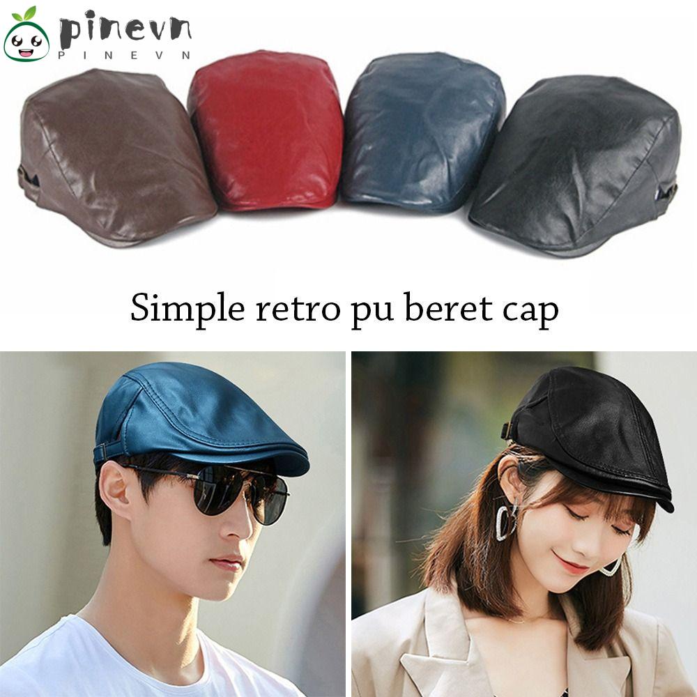 PINEVN Mũ Beret Da PU Thiết Kế Thanh Lịch