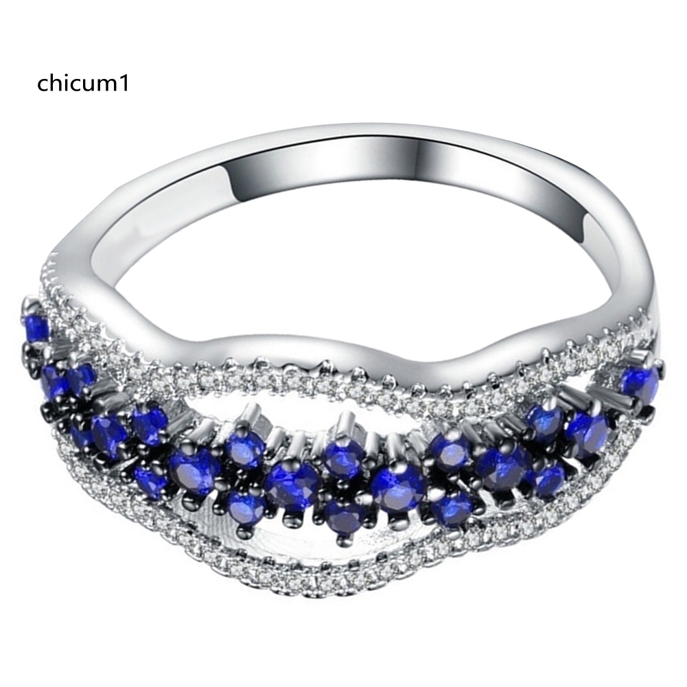 Nhẫn Cưới Đính Đá Sapphire Nhân Tạo Thời Trang Cho Nữ