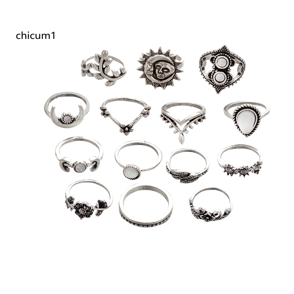 Set 14 Nhẫn Đốt Ngón Tay Nhiều Kiểu Phong Cách Vintage