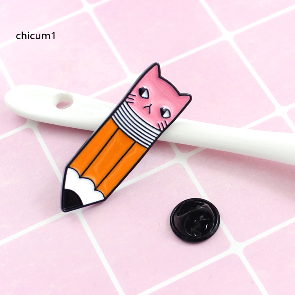 Ghim Cài Ba Lô / Balo Hình Mặt Mèo Bằng Kim Loại Tráng Men Dễ Thương