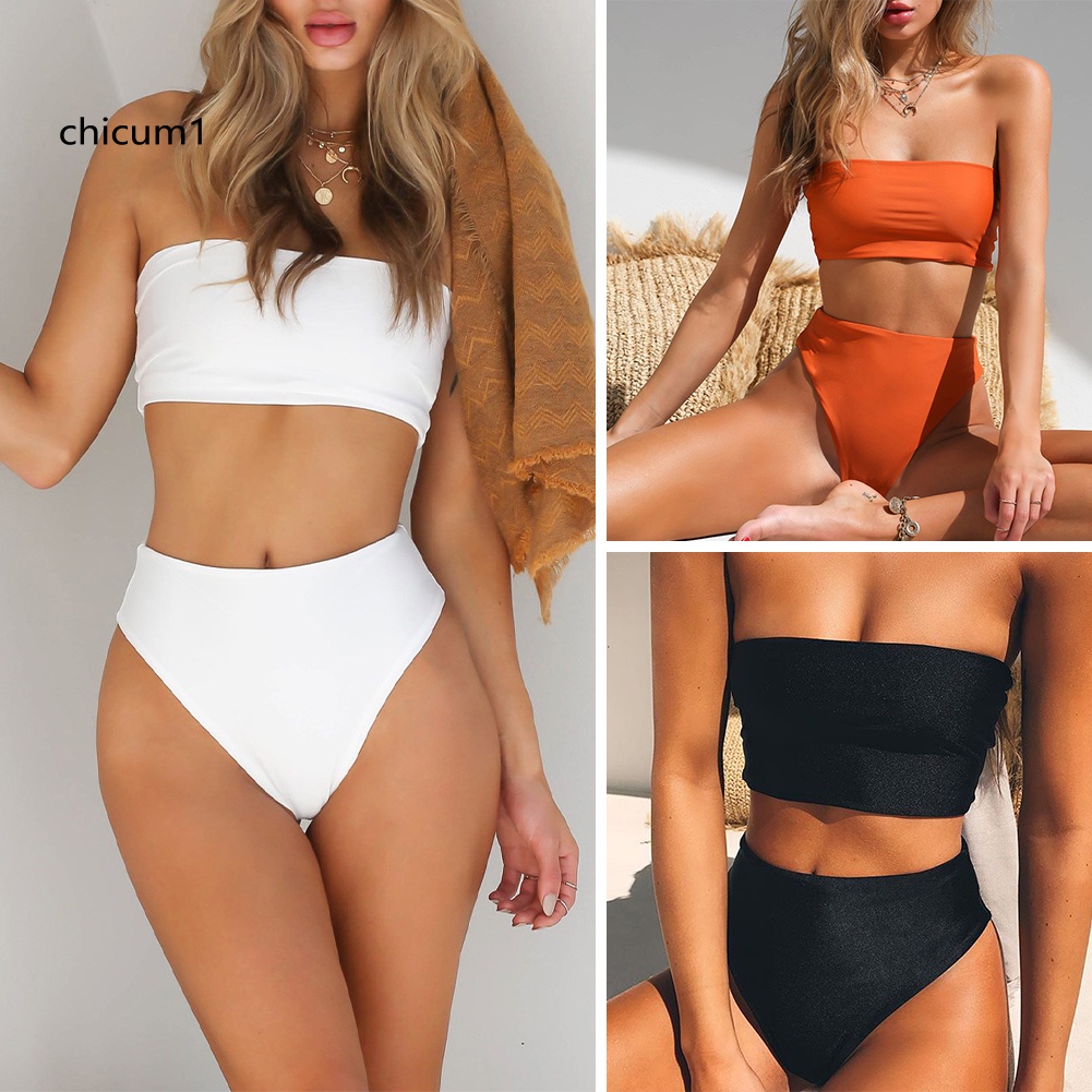 Set Đồ Bơi Áo Ống Màu Sắc Thời Trang Gợi Cảm Cho Nữ