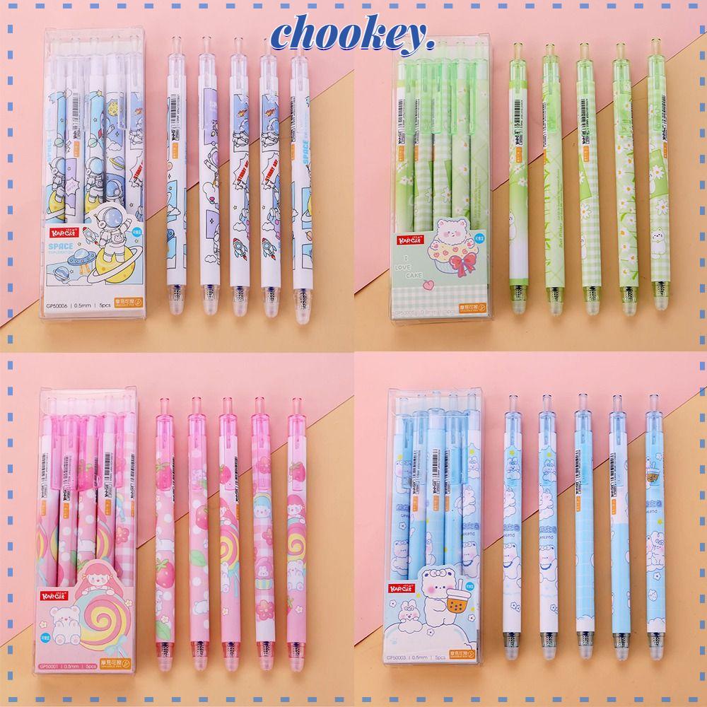 CHOOKEY Set 5 Bút Mực Gel Dạng Nhấn Tiện Dụng Chất Lượng Cao