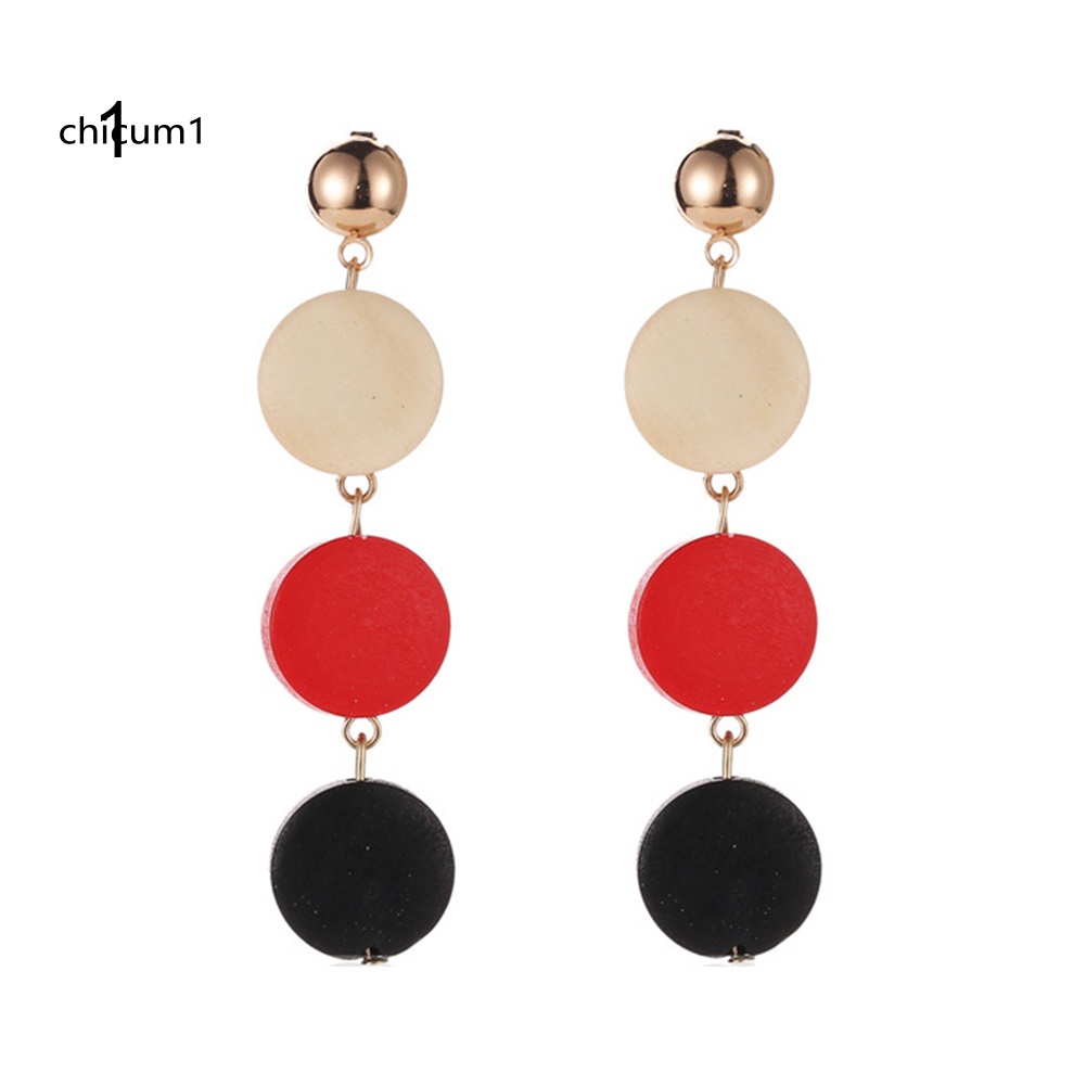 Khuyên Tai Gỗ Tròn Dáng Dài Thời Trang Cho Nữ