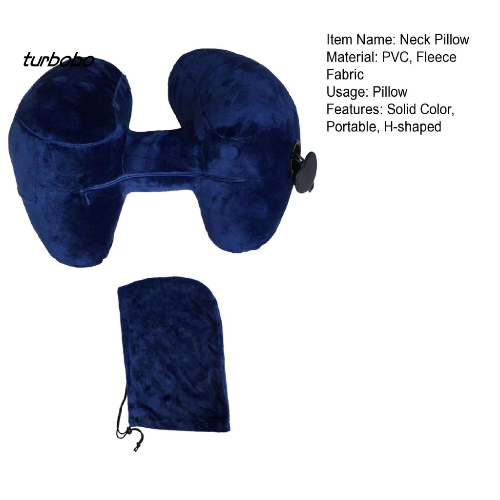 Gối Kê Cổ Bơm Hơi Mềm Mại Hình Chữ H Màu Trơn Có Van Điện Thoại Di Động