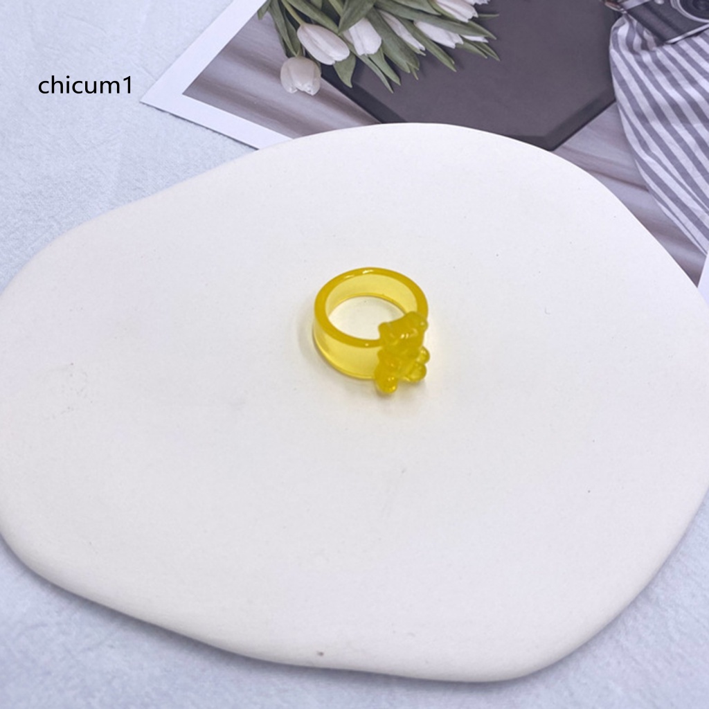 Nhẫn Acrylic Trong Suốt Màu Kẹo Hình Gấu Nhỏ Phong Cách Hàn Quốc Cho Nữ