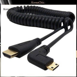 Cáp lò xo chuyển đổi góc 90 độ mini hdmi sang hdmi cho máy tính slr pc