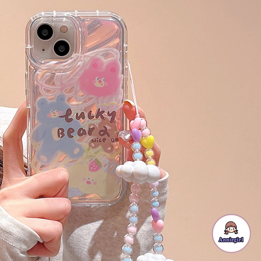 Ốp Điện Thoại tpu Mềm Hình Gấu graffiti Gắn Dây Đeo Cổ Tay Cho iphone 15 14 pro max 11 13 pro max 12 pro max x xs xr 7 8 plus