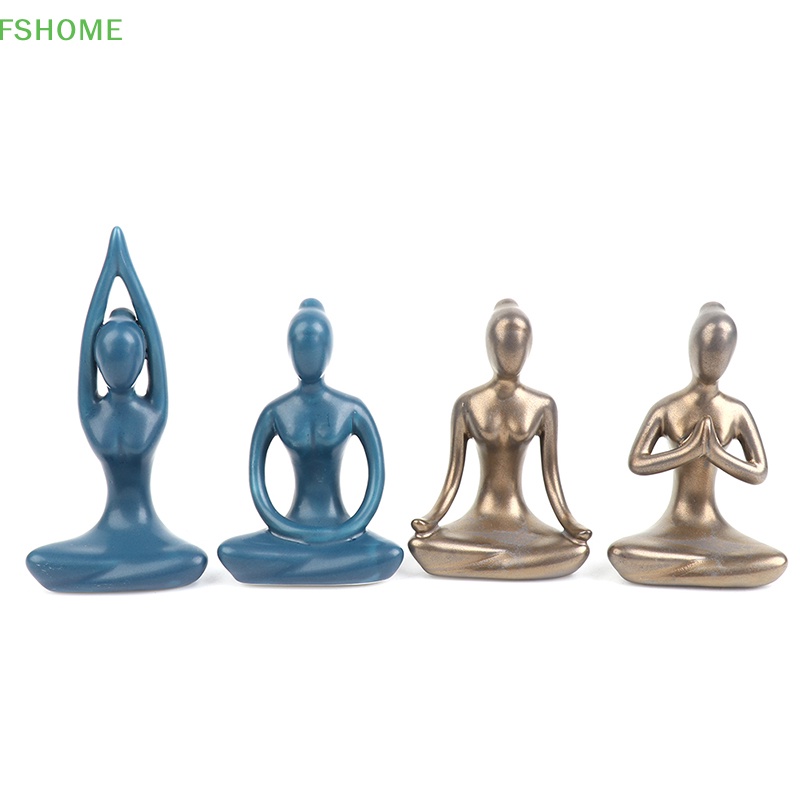Tượng Tập Yoga Thiền 8 Kiểu Bằng Sứ Dùng Trang Trí