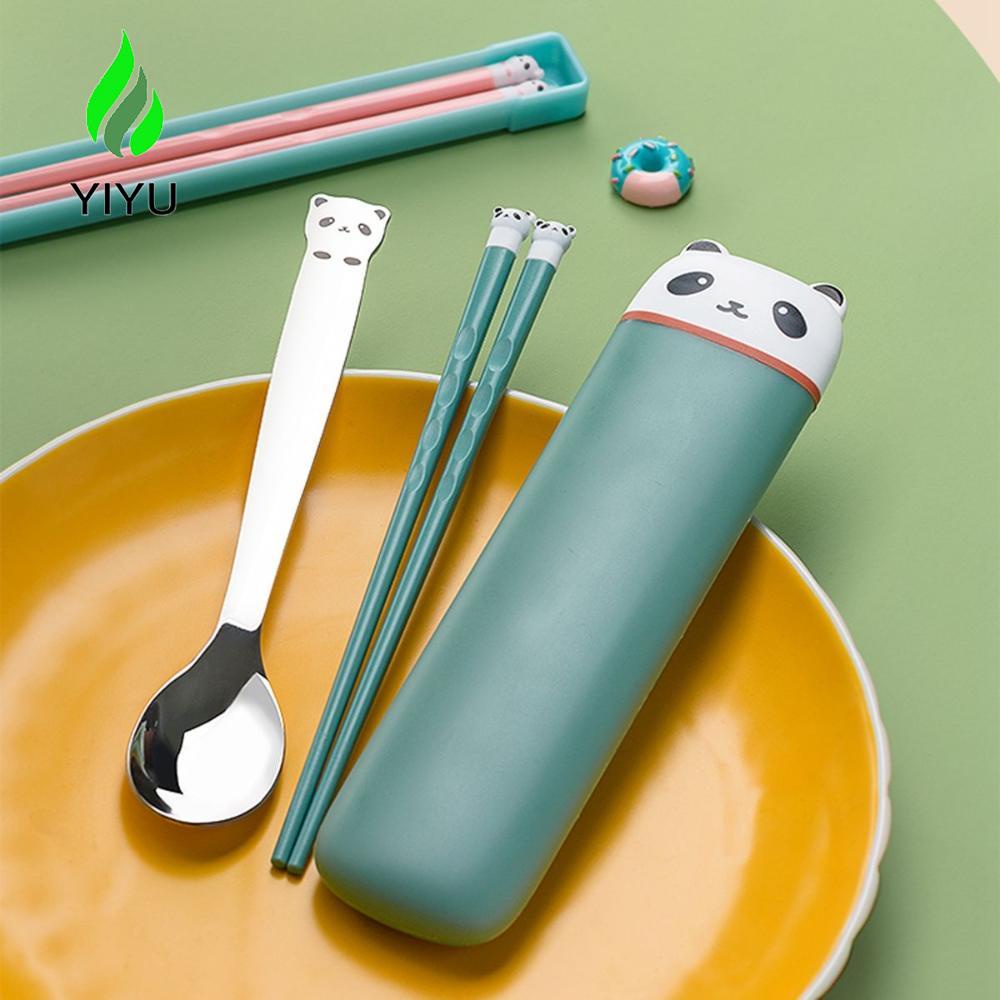 YIYU Bộ Muỗng Đũa Bằng Silicone Chống Trượt