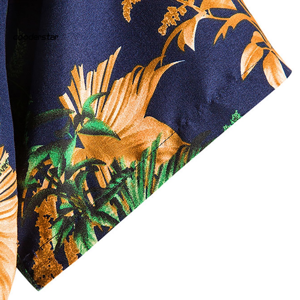 Áo Sơ Mi Tay Ngắn Cổ Bẻ In Họa Tiết Cây Dừa Phong Cách Hawaii Thời Trang Mùa Hè Cho Nam