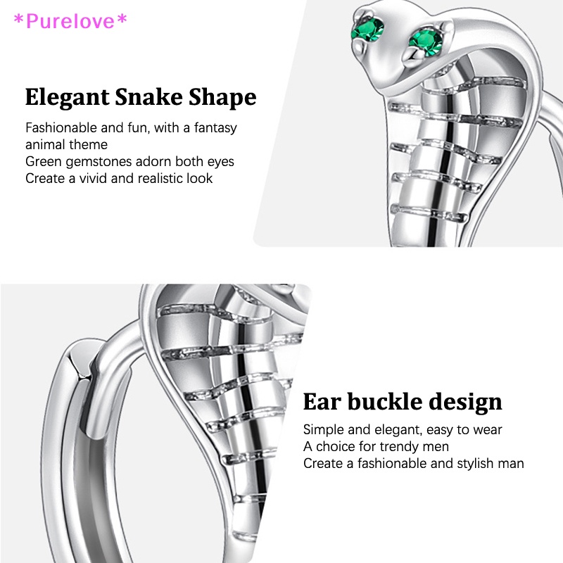 Bông Tai Hình Rắn Đính Đá Zircon Màu Xanh Lá Cây Phong Cách Hip Hop Cá Tính Cho Nam Và Nữ Mới