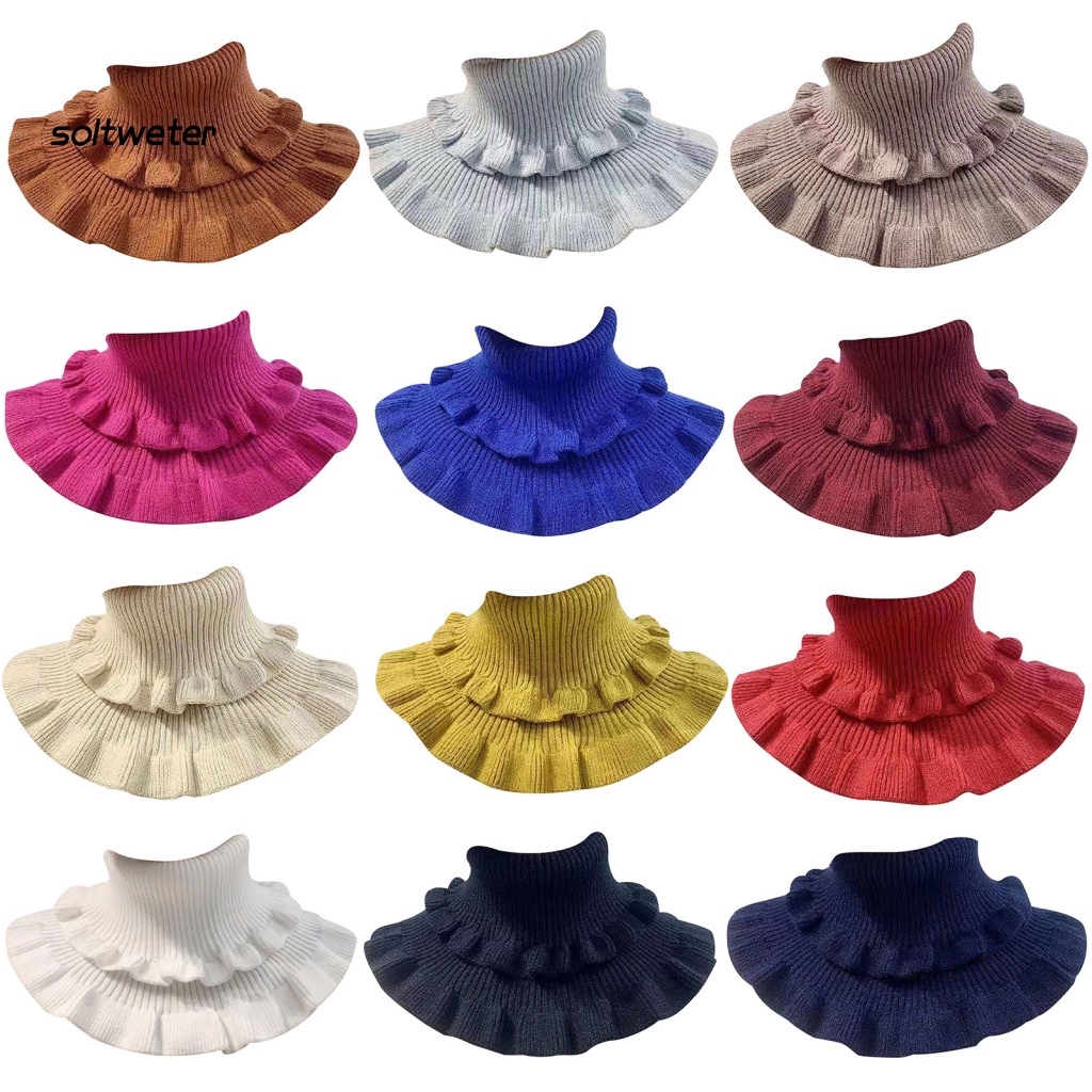 Cổ Áo Giả Hai Lớp Màu Trơn Chống Lạnh Thời Trang Thu Đông Cho Nữ