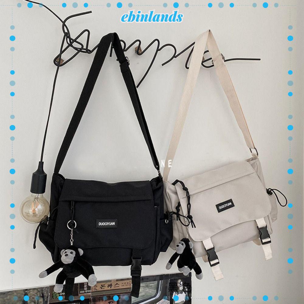 EBINLANDS Dây Nylon Nylon Đeo Vai Chất Lượng Cao ​Túi Đeo Vai Sức Chứa Lớn Màu Sắc Đơn Giản Thời Trang Cho Học Sinh