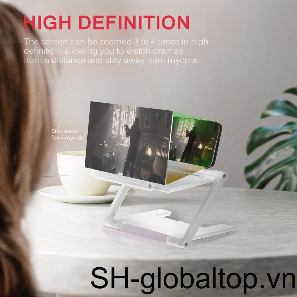 Kính Phóng Đại Màn Hình Điện Thoại 8 Inch Chống Ánh Sáng Xanh Có Giá Đỡ Để Bàn Màu Đen