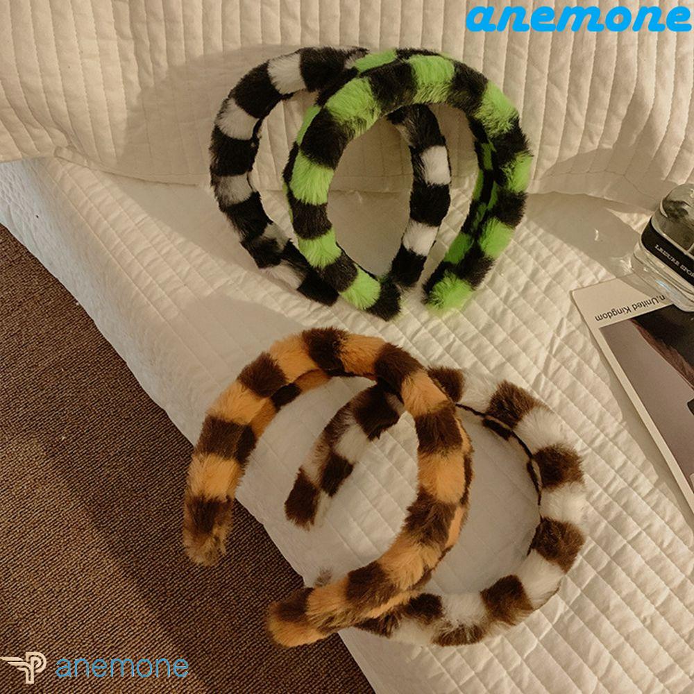 ANEMONE Băng Đô Cài Tóc Rửa Mặt Bằng Xốp Phủ Lông Phong Cách Retro Ngọt Ngào Dành