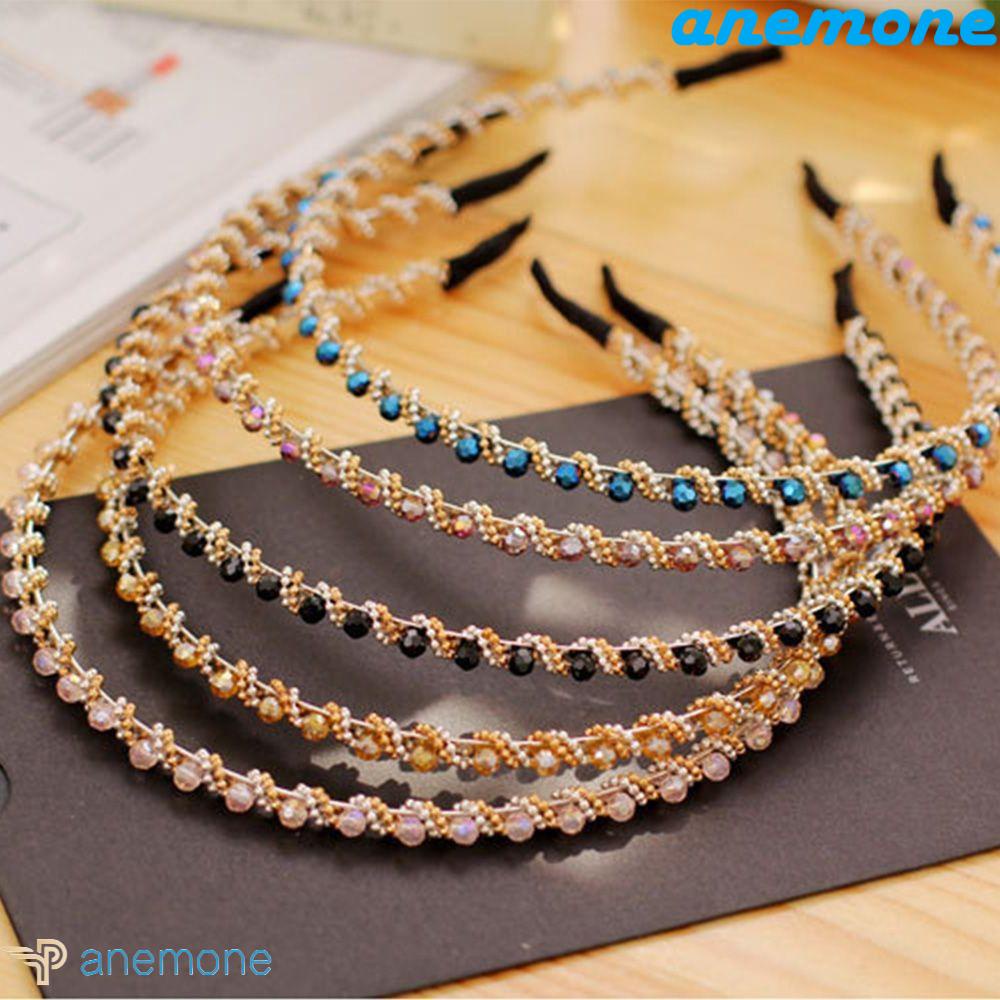 ANEMONE Vòng Cài Tóc Hình Vương Miện Có Đính Đá Lấp Lánh