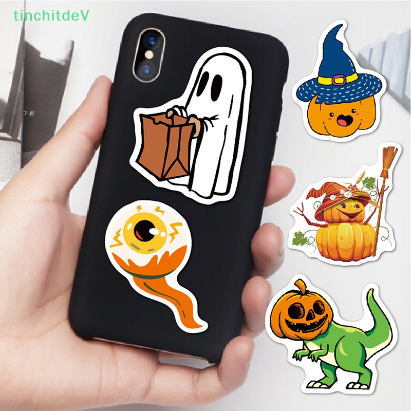 Bộ 50 Miếng Dán Graffiti Hình Bí Ngô Halloween Trang Trí Laptop / Ván Trượt / Guitar
