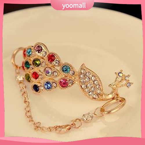 Vòng Tay Hình Chim Công Đính Đá Nhiều Màu Sắc Phong Cách Vintage