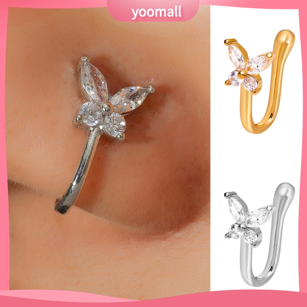 Khuyên Mũi Hình Bướm Đính Đá Mạ Điện Đơn Giản