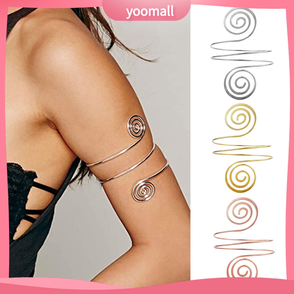 [YM] Vòng Đeo Cánh Tay Nhiều Lớp Họa Tiết Xoắn Ốc Bằng Hợp Kim Trang Sức Thời Trang Punk Có Thể Điều Chỉnh Dành Cho Nữ