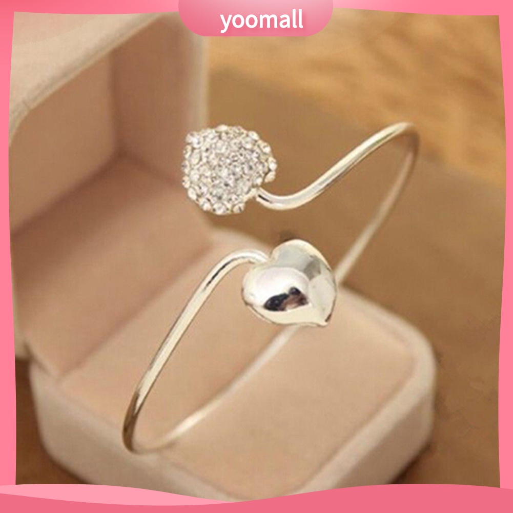 Vòng Tay Mặt Hình Trái Tim Đính Đá Lấp Lánh Thời Trang Cho Nữ